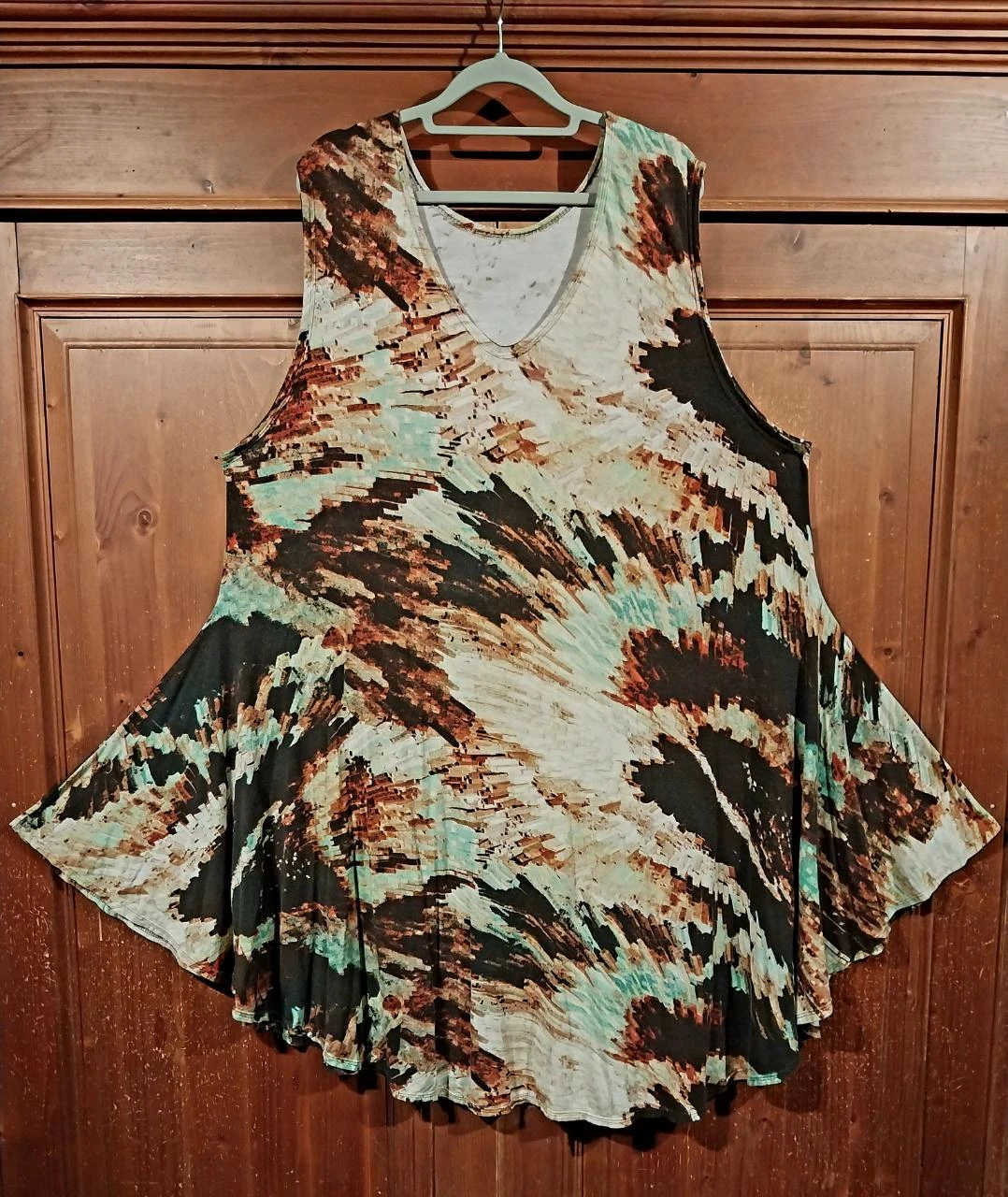 jurkje tie dye groen bruin 48-50